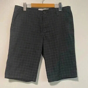 Urban Basics Black & White Grid Pattern Classic Flat Front Shorts - 32